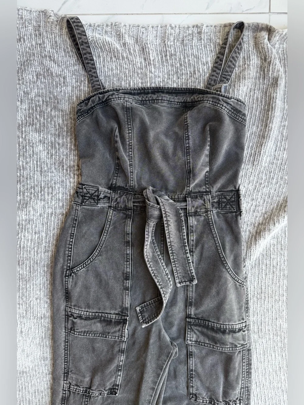 Free People Women’s Go West Utility Jumpsuit Washed Black Size S
